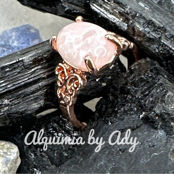 Flower agate rose gold Victorian gem ring - Picture 1 of 9
